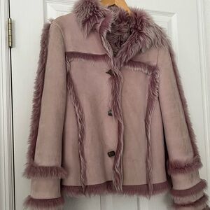 Joseph Mauve Fur-Trimmed Jacket